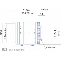 Goyo Optical GMTHR412514MCN 1", 12.5mm, F1.4, 3MP, Fixed Focal Lens, C Mount